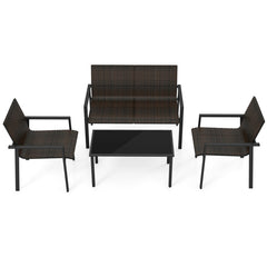 4 Pieces Patio Furniture Set with Heavy Duty Galvanized Metal Frame