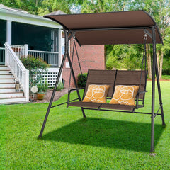 2 Person Porch Swing with Adjustable Canopy and Padded Seat