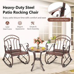 Heavy-Duty Patio Rocking Chair with Ergonomic Backrest and Armrests