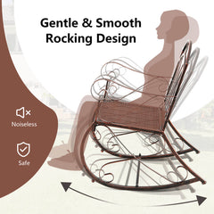 Heavy-Duty Patio Rocking Chair with Ergonomic Backrest and Armrests