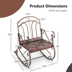 Heavy-Duty Patio Rocking Chair with Ergonomic Backrest and Armrests