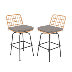 Patio Swivel Barstools Set of 2 with Soft Seat Cushions