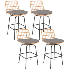 Patio Swivel Barstools Set of 2 with Soft Seat Cushions