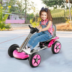 Pedal Powered 4-Wheel Toy Car with Adjustable Steering Wheel and Seat