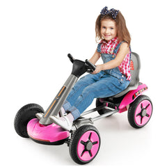 Pedal Powered 4-Wheel Toy Car with Adjustable Steering Wheel and Seat
