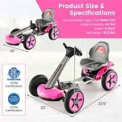 Pedal Powered 4-Wheel Toy Car with Adjustable Steering Wheel and Seat