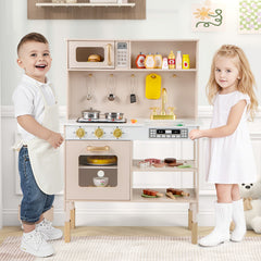 Play Kitchen Height Adjustable with Microwave and Lights and Sounds
