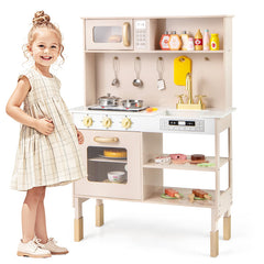 Play Kitchen Height Adjustable with Microwave and Lights and Sounds