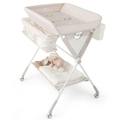 Portable Baby Changing Table with 3-Level Adjustable Height In Beige