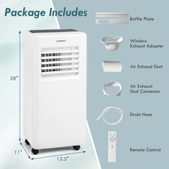 8000 BTU Portable Air Conditioner with Remote Control and LED Digital Display