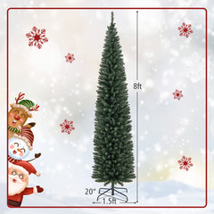 5/6/7/8/9 Feet Pre-lit Pencil Artificial Christmas Tree with 150/180/200//300/400 Warm White LED Lights