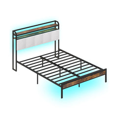 Twin/Full/Queen/King Size Bed Frame with LED Light and Charging Station