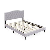 Queen Size Upholstered Platform Bed with Button Tufted Headboard