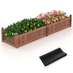 91 x 24 x 16 Inch Divisible Planter Box with Corner Drainage and Non-woven Liner for Growing Vegetables