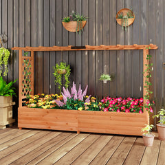 Raised Garden Bed with Side Trellis Hanging Roof and Planter Box
