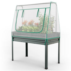 3-in-1 Raised Garden Bed with Greenhouse Cover and Trellis
