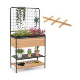 Raised Garden Bed with Trellis 2-tier Storage Shelves