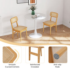 Set of 2 Rattan Dining Chairs with Simulated Rattan Backrest