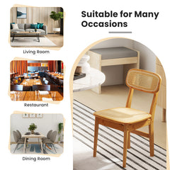 Set of 2 Rattan Dining Chairs with Simulated Rattan Backrest