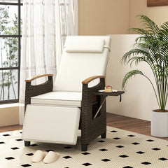 Patio Wicker Recliner Chair with Adjustable Backrest and Footrest