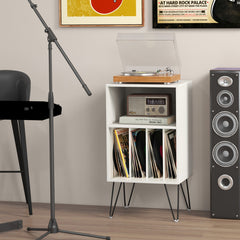 Record Player Stand with Charging Station for Living Room Bedroom
