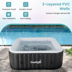 Rectangular Blowup Pool Hottub with 130 Air Jets for 4-6 Person