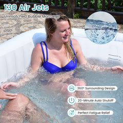 Rectangular Blowup Pool Hottub with 130 Air Jets for 4-6 Person