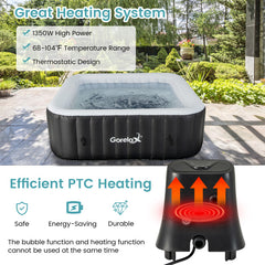 Rectangular Blowup Pool Hottub with 130 Air Jets for 4-6 Person