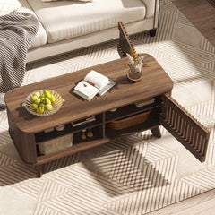 Rectangular Coffee Table with Storage and Adjustable Shelves