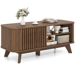 Rectangular Coffee Table with Storage and Adjustable Shelves