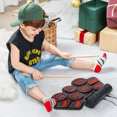 Electronic Drum Set with 2 Build-in Stereo Speakers for Kids