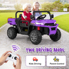 12V Kids Ride On Truck Car with Remote Control and 2 Seaters