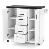 Rolling Kitchen Island Cart on Wheels with Storage Cabinets