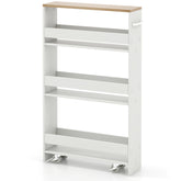Narrow Mobile Serving Cart with Open Shelves for Kitchen Bathroom Living Room