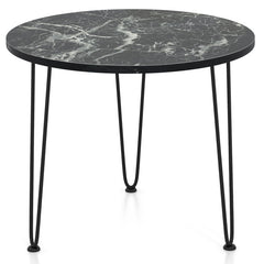 Round Coffee Table with Thickened Tabletop and Metal Tripod Legs