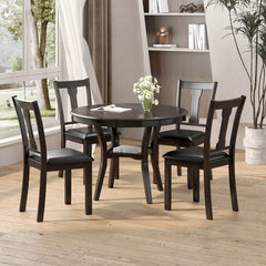 5-Piece Round Dining Table Set Wooden Kitchen Modern Table and 4 Chairs