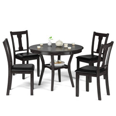 5-Piece Round Dining Table Set Wooden Kitchen Modern Table and 4 Chairs