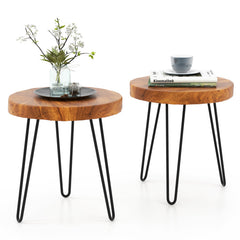 Round Reclaimed Recycled Indonesia Teak Wood End Table