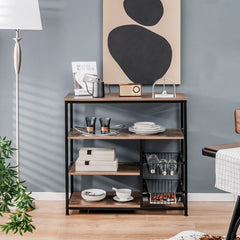 4-Tier Industrial Kitchen Baker's Rack with 2 Wire Baskets