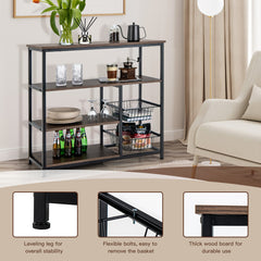 4-Tier Industrial Kitchen Baker's Rack with 2 Wire Baskets