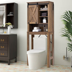 Wooden Bathroom Storage Cabinet with Sliding Door and 3-level Adjustable Shelves