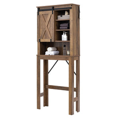 Wooden Bathroom Storage Cabinet with Sliding Door and 3-level Adjustable Shelves