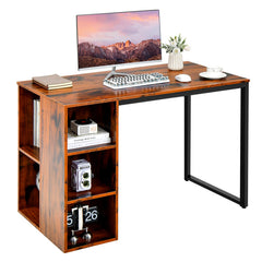 Computer Desk with Storage Shelves and Metal Frame