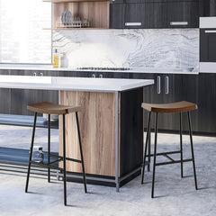 24 29 Inch Industrial Saddle Bar Stool with Metal Legs