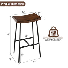 24 29 Inch Industrial Saddle Bar Stool with Metal Legs
