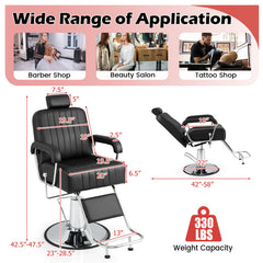 360 Degrees Swivel Salon Hydraulic Barber Chair with Adjustable Headrest and Reclining Backrest