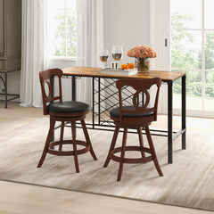 Set of 2 24/30 Inch Swivel Bar Stools with Footrest