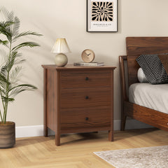 3-Drawer Nightstand with Wooden Finish for Bedroom
