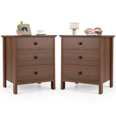 3-Drawer Nightstand with Wooden Finish for Bedroom