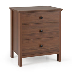 3-Drawer Nightstand with Wooden Finish for Bedroom